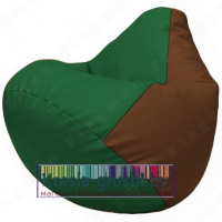 Бескаркасное кресло мешок Груша Г2.3-0107 (зелёный, коричневый)